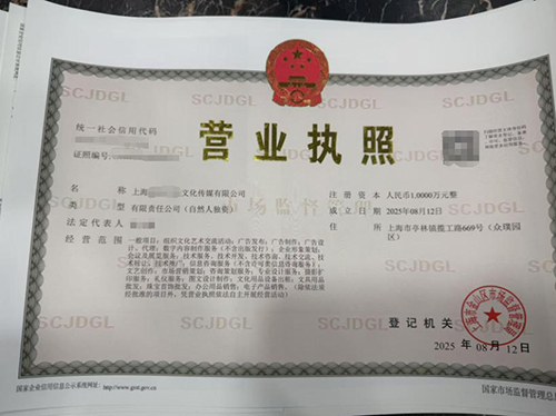 如何在上海金山辦理文化傳媒公司營業(yè)執(zhí)照